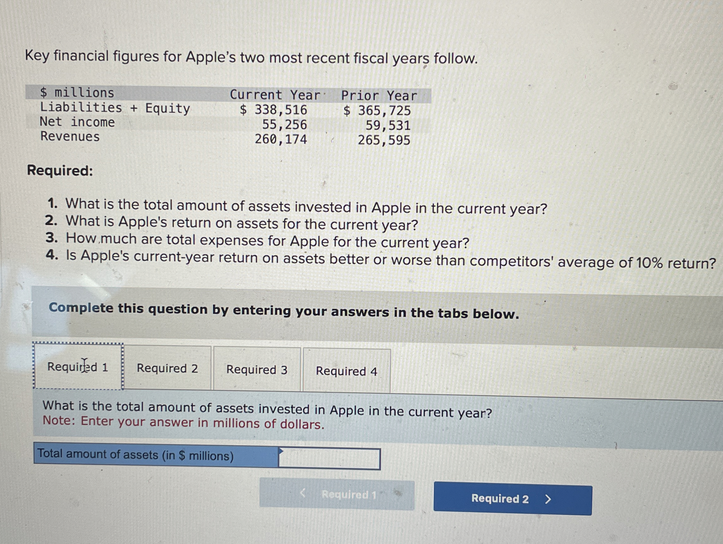  How to solve Key financial figures for Apple's two most recent