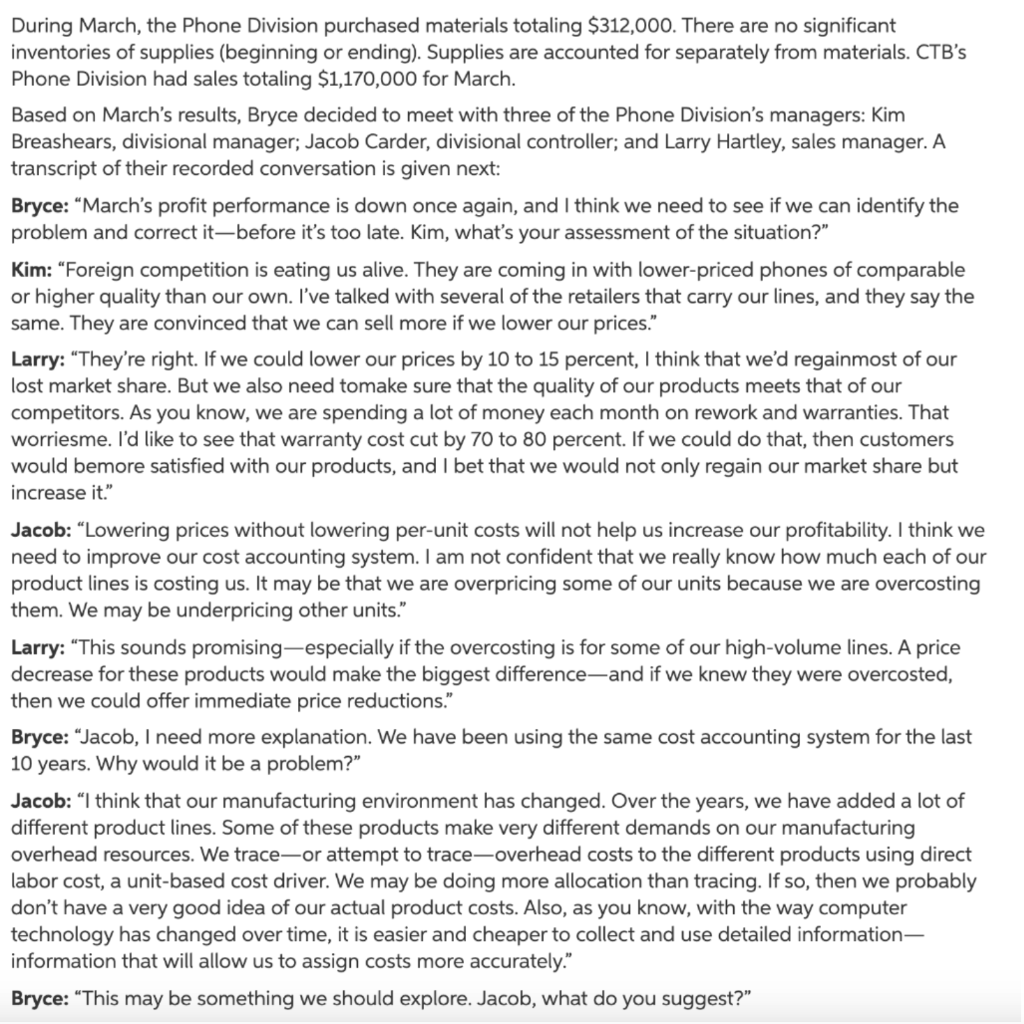 the Cable Service Division. The Phone Division manufactures telephones in several plants