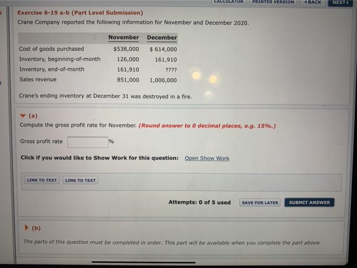  PRINTER VERSION BACK NEXT Exercise 6-19 a-b (Part Level Submission) Crane