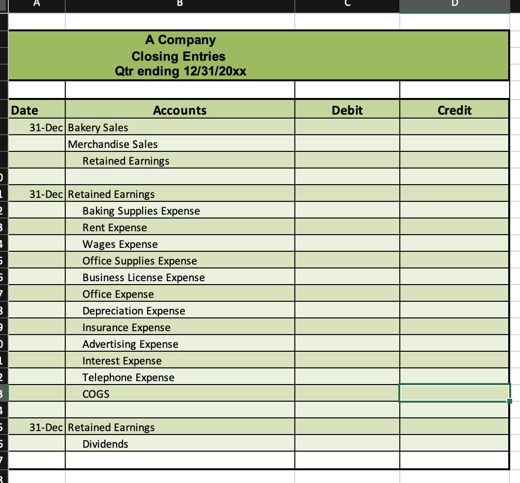 entries. Post-Closing Trial Balance: Prepare the Post-Closing Trial Balance tab of the