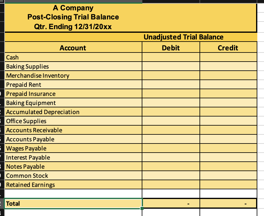 company accounting workbook in preparation for the next accounting period. 1 2