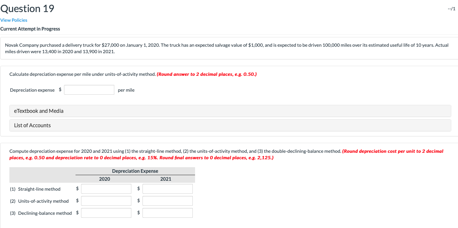Question 19 --/1 View Policies Current Attempt in Progress Novak Company