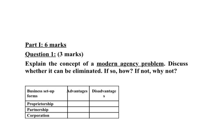  Part I: 6 marks Question 1: (3 marks) Explain the concept