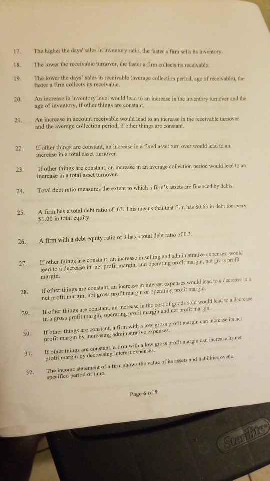 false, make a correction. EM-1 + total debt ratio 2 ROE is