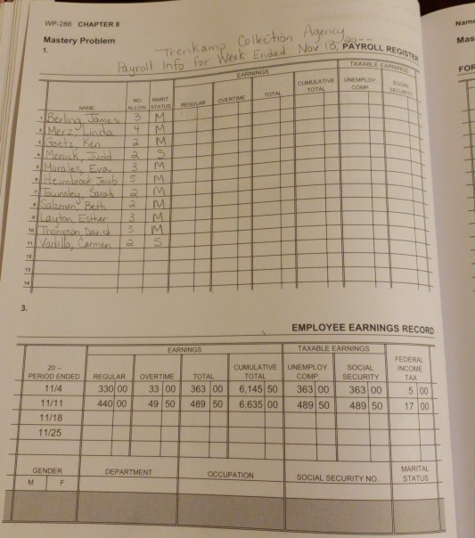 number of allowances claimed, marital status, information work ours worked each day,