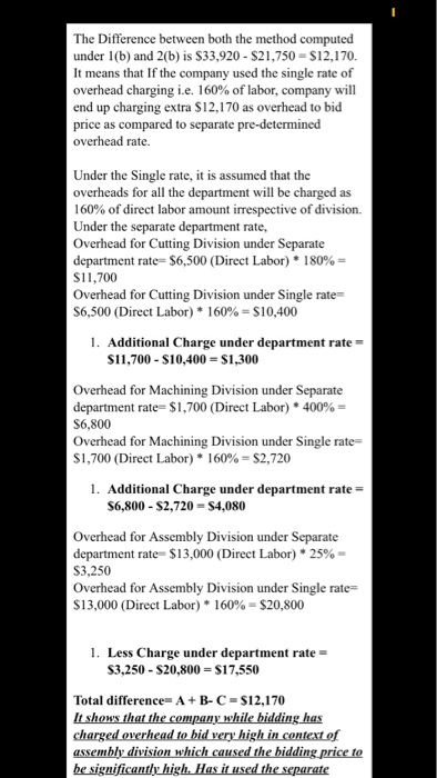  The Difference between both the method computed under l(b) and 2(b)