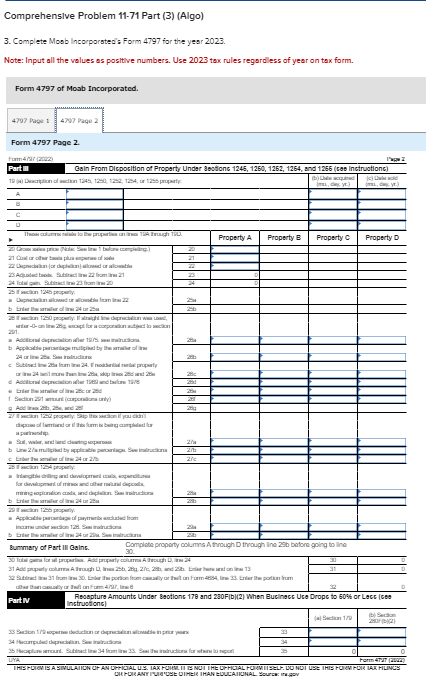  Required Information Comprehenslve Problem 11-71(LO 11-1, LO 11-2, LO 11-3, LO