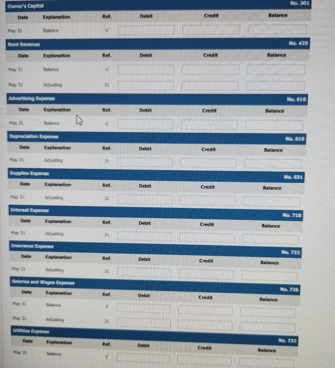1.2022. Its trial balance before adjustment on May 31 is as follows.