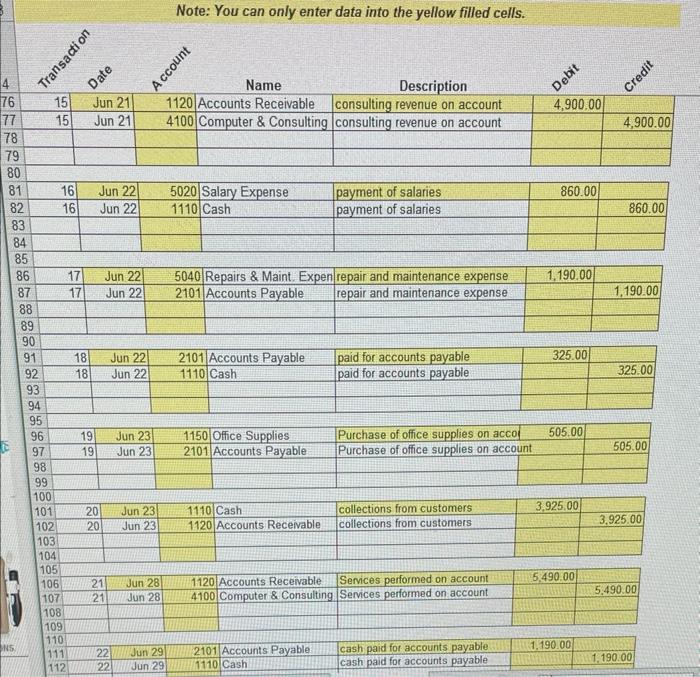 A Financial Perspective Chart of Accounts Note: You can only enter data