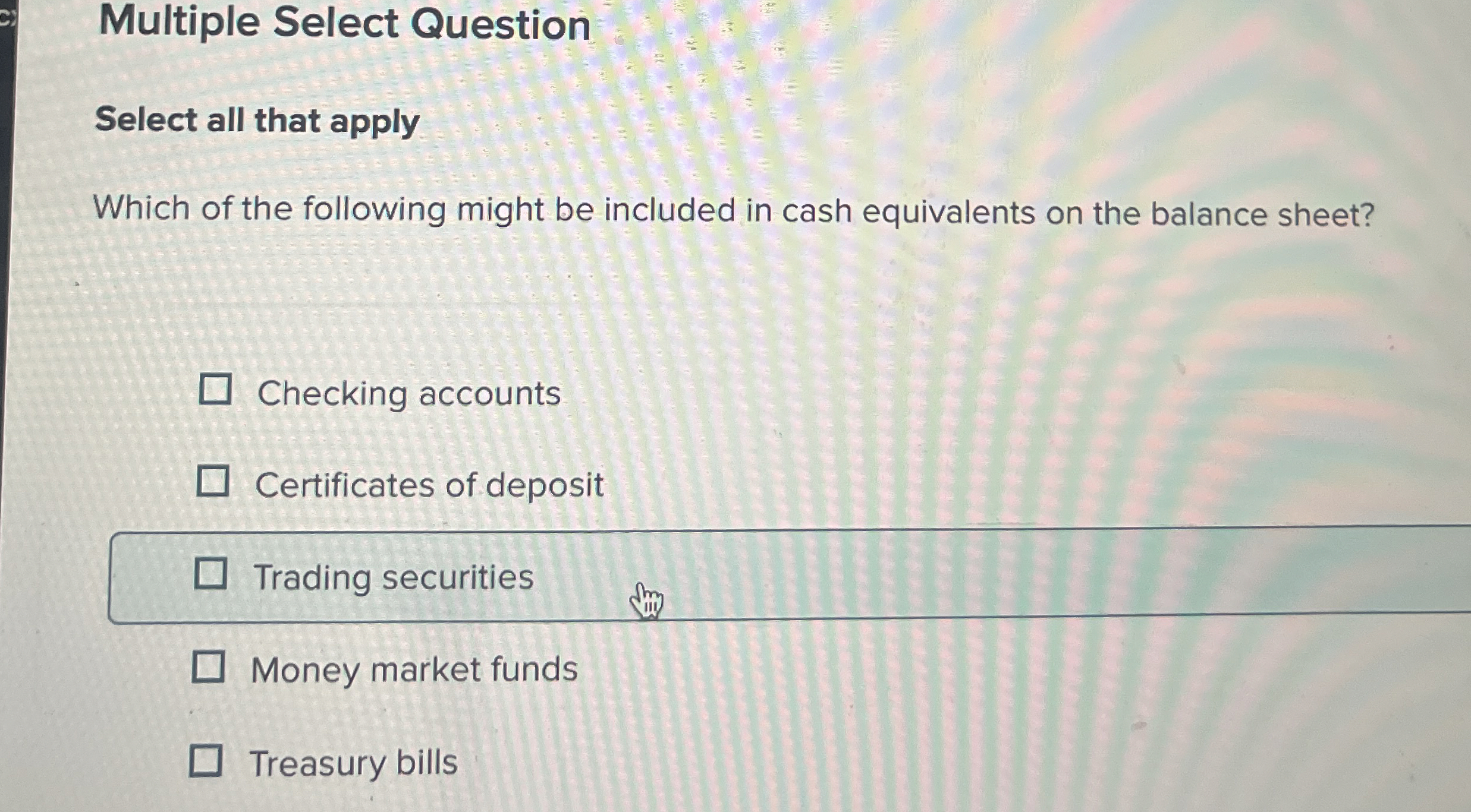  Multiple Select Question Select all that apply Which of the following