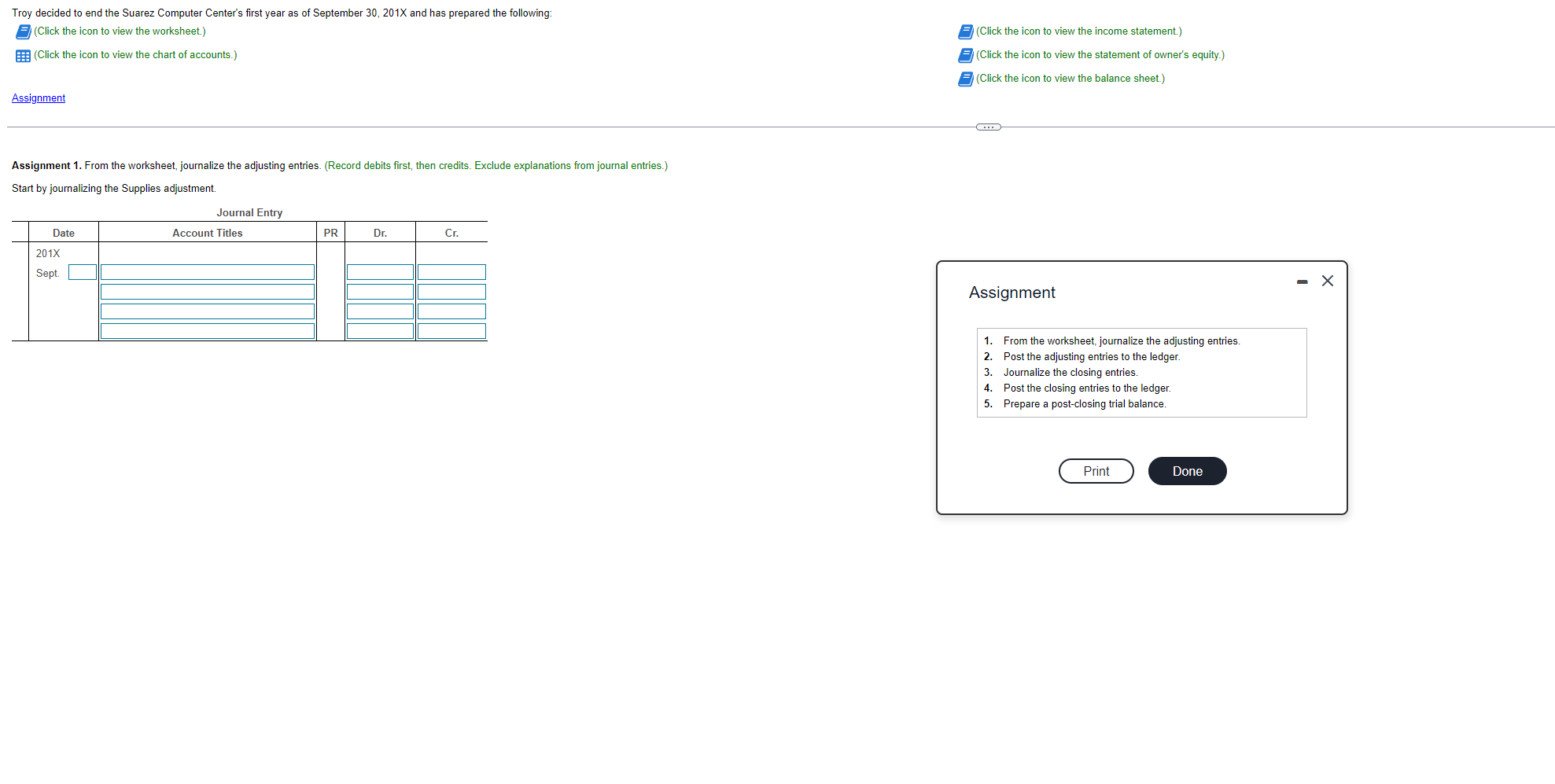  Troy decided to end the Suarez Computer Center's first year as