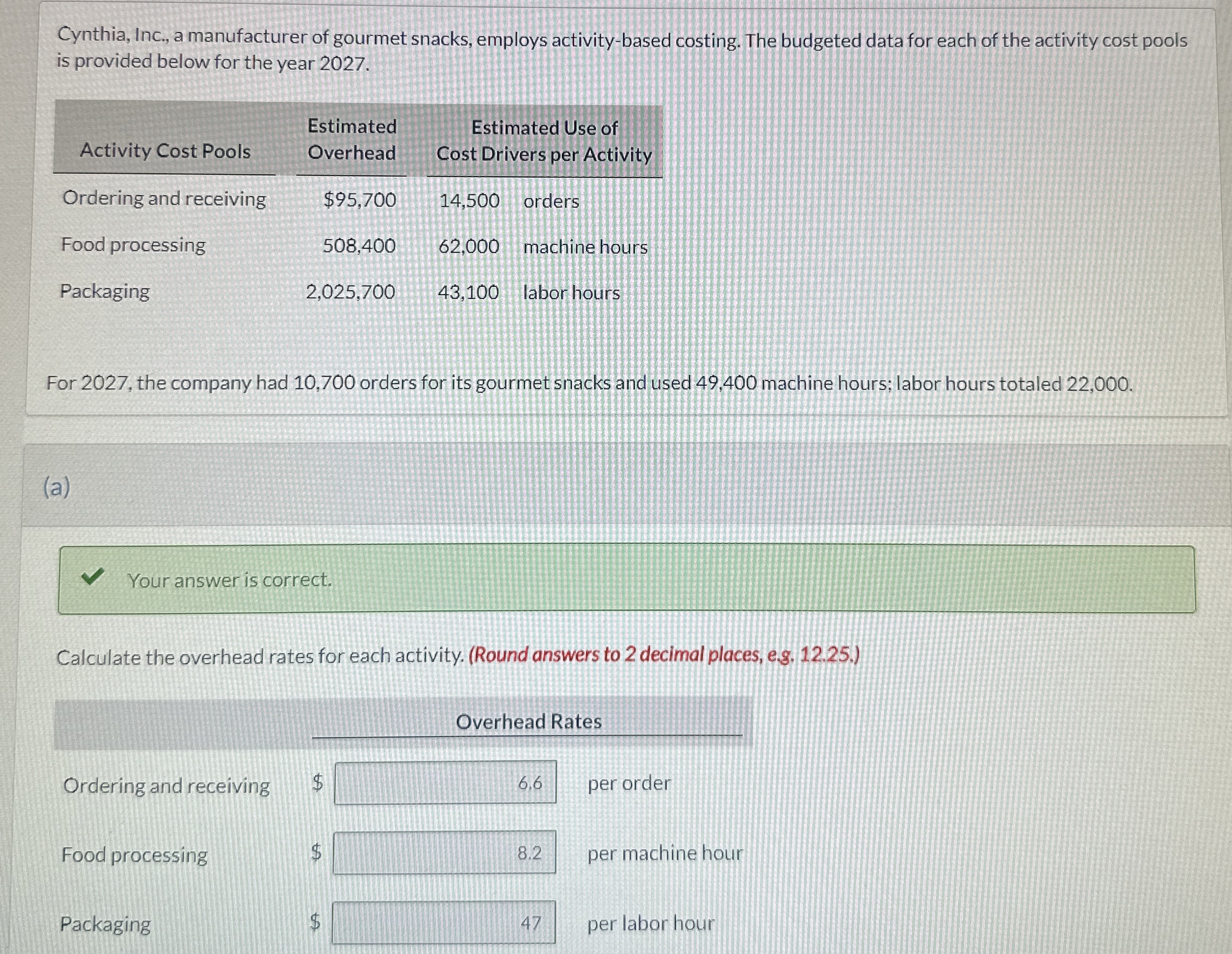  Part b What is the total overhead applied $ 