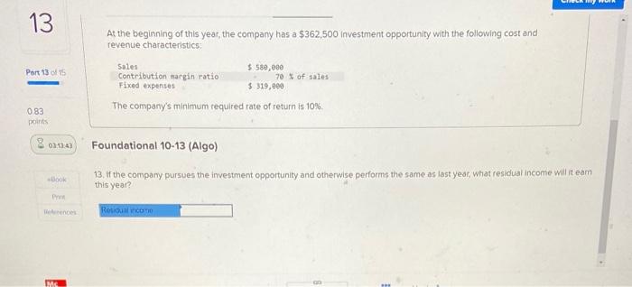 opportunity wish the folizingig cost and revenuecharacteristics: The company's minitinm fequired rate