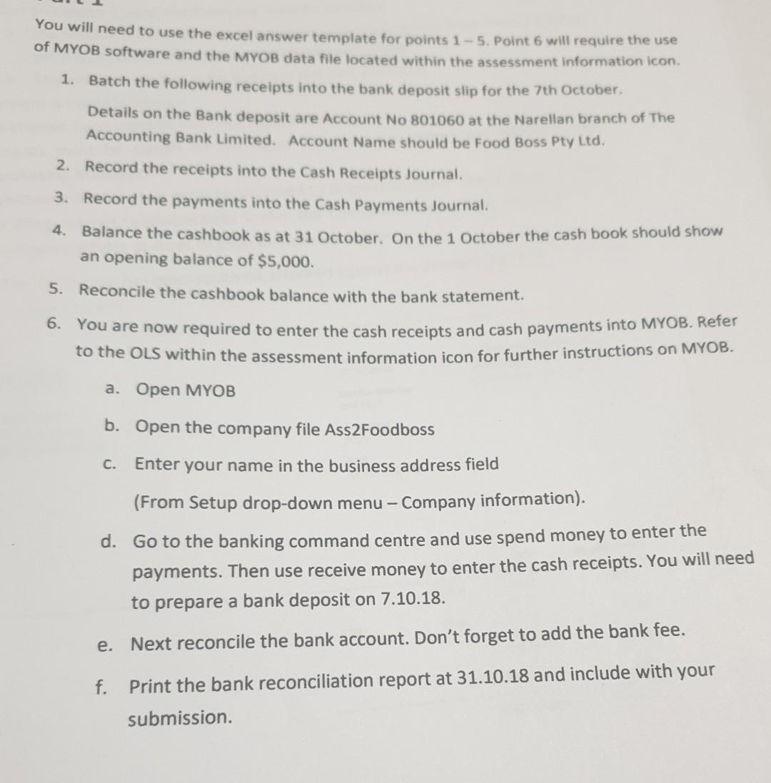 Reconciliation for Food Boss Pty Ltd 2 3 Closing credit balance as
