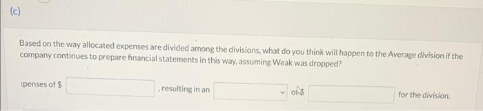 his division earned money for the company. Following is the most recent