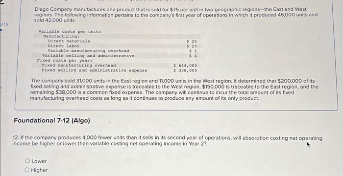 L07-4, LO7-5) [The following information applies to the questions displayed below) Diego
