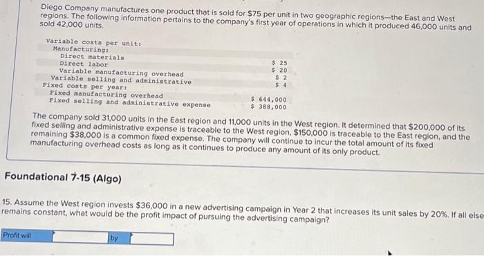 two geographic regions-the East and West regions. The following information pertains to
