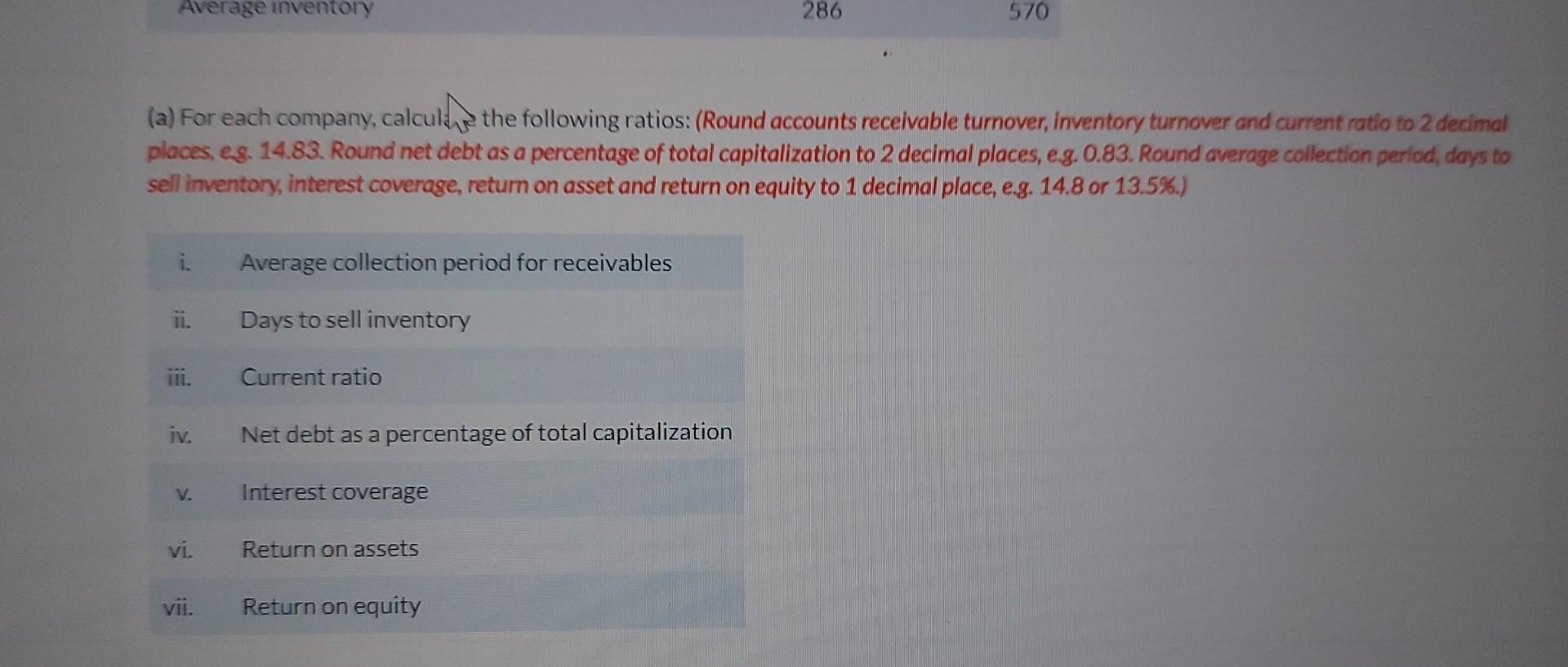 financial data for two intense competitors in a recent year follow (amounts