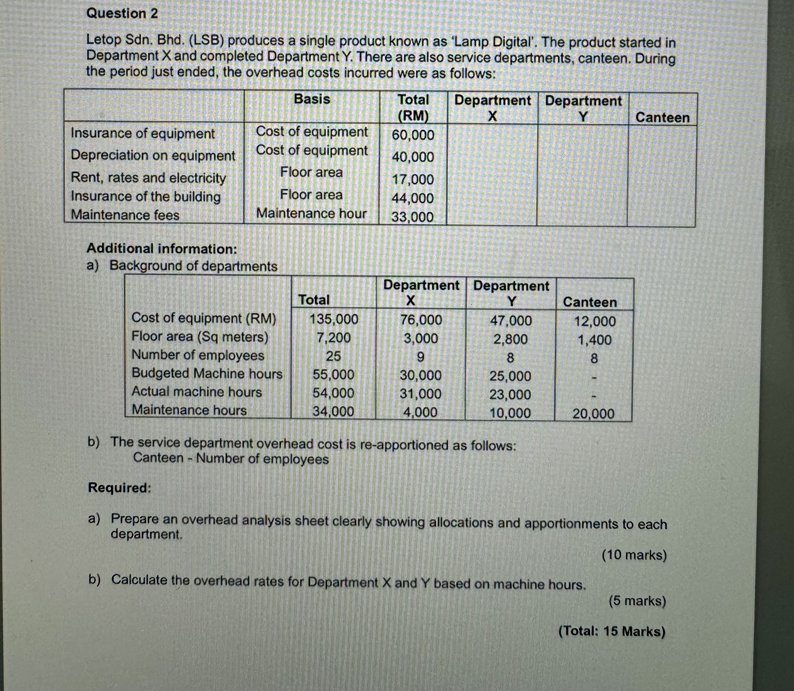  Question 2 Please do this ASAp Letop Sdn, Bhd.(LSB) produces a