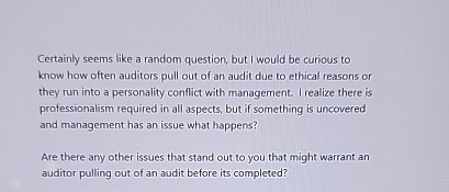  Certainly seems like a random question, but I would be curious