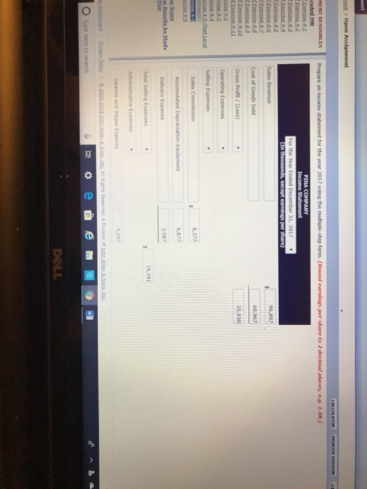 of goods sold Selling expense Sales revenue Interest expense nded me