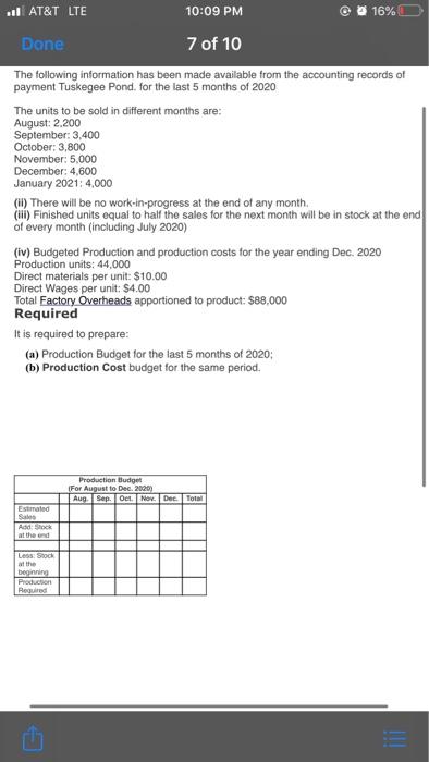  this is one problem AT&T LTE 10:09 PM 16% Done 7