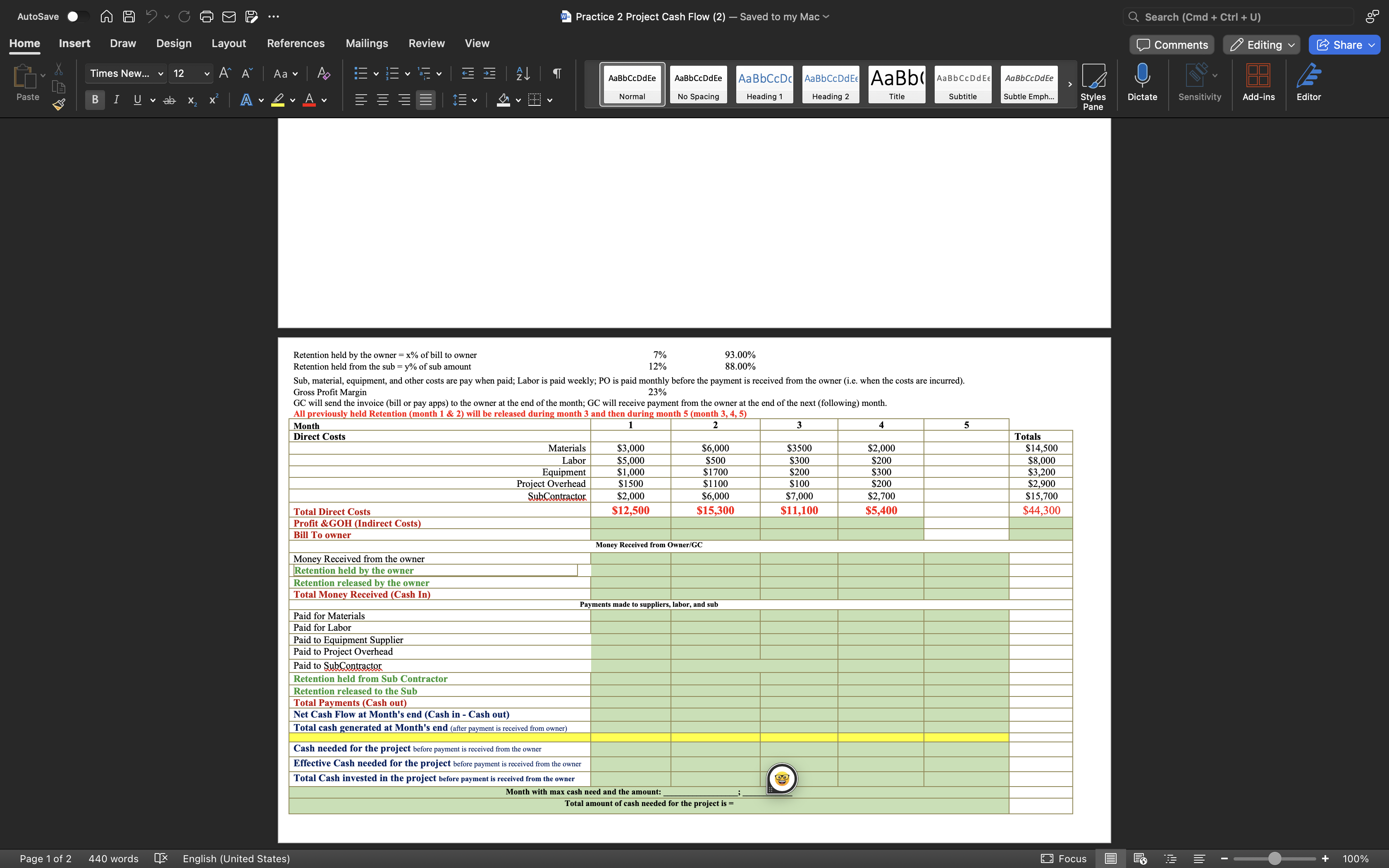  Practice 2 Project Cash Flow (2) Saved to my Mac Search