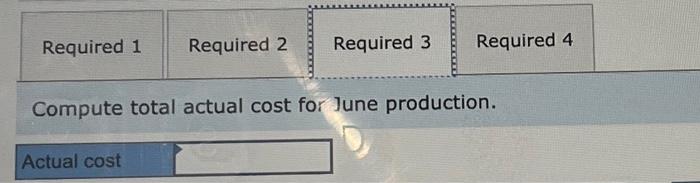 card showing standard cost per unit. Compute total budgeted cost fcr June