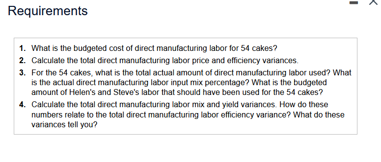 costs are as follows: (Click the icon to view the actual direct