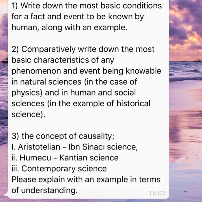  1) Write down the most basic conditions for a fact and