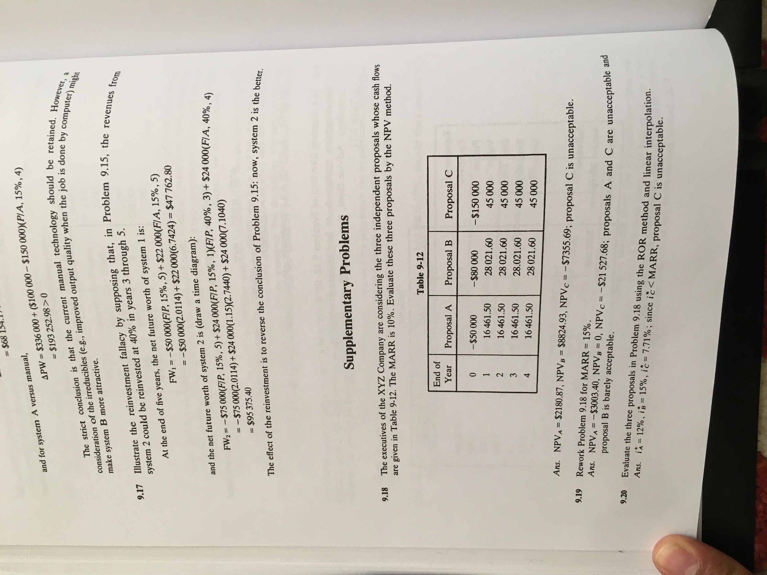 Please answer question number 9.19 check the answer key Rework Problem