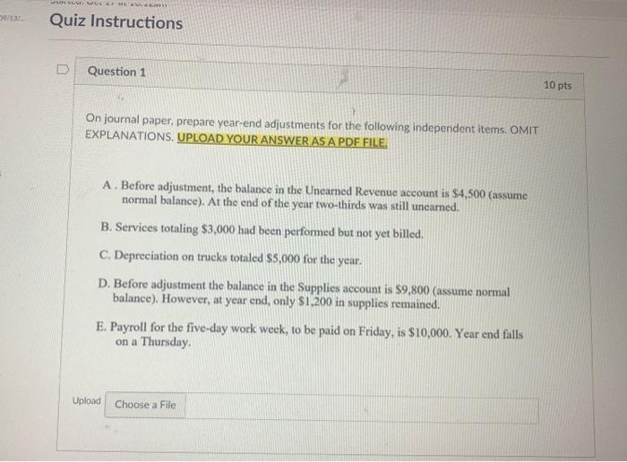 please help RIIULIWA Quiz Instructions D Question 1 10 pts On journal