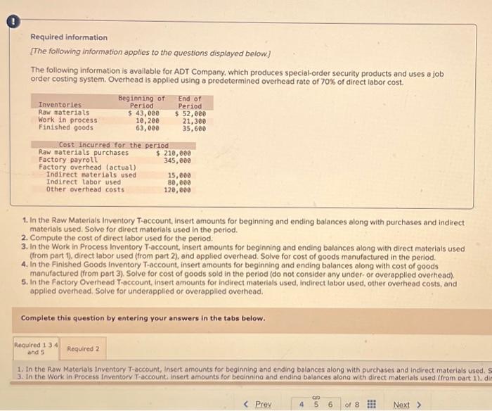 need done asap Iw Materials Inventory T-sccount, insert amounts for beginning and