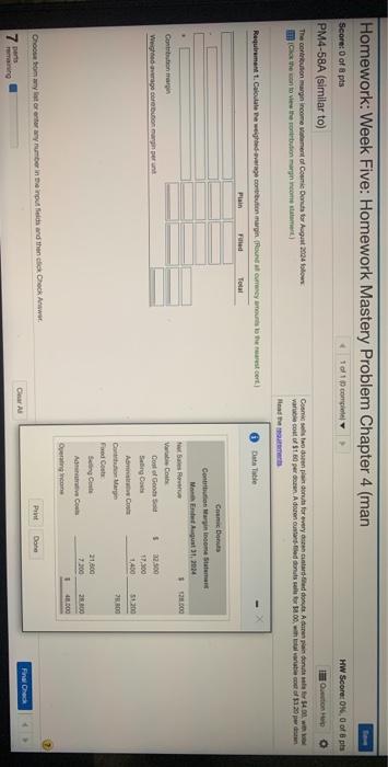 la 1112/205.45 PM Homework: Week Five: Homework Mastery Problem Chapter 4 (man
