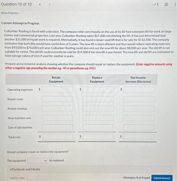  Current Attempt in Progress Cullumber Roofing is faced with a decision.
