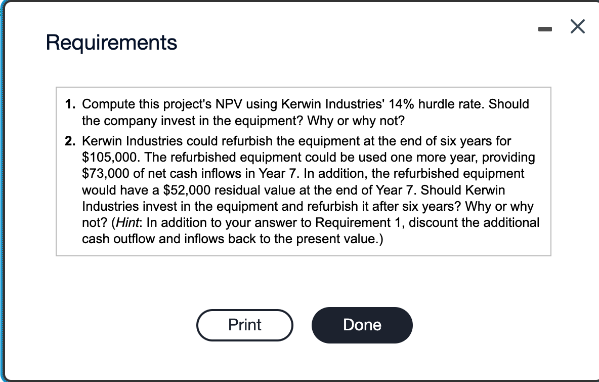 equipment has a six-year life and will cost $910,000. Projected net cash