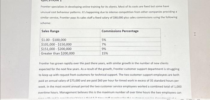  Frontier specializes in developing online training for its clients, Most of