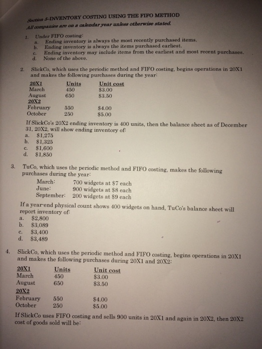  Seetion &INVENTORY COSTING USING THE FIFO METHOD All companies are on