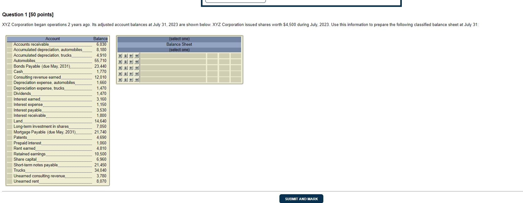 Question 1[50 points] Question points] a. Income statement for the month
