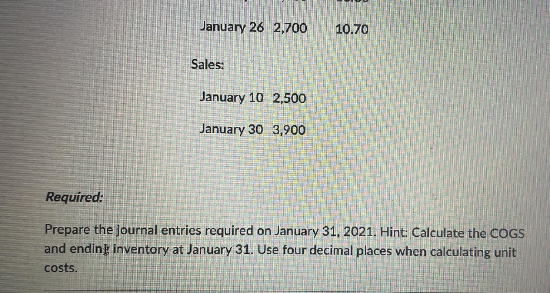 prepares monthly financial statements and uses the periodic weighted average method. Pineapple