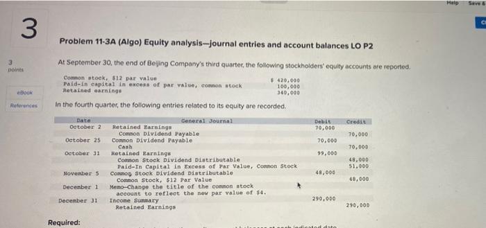 how do i do this? CI 3 Problem 11-3A (Algo) Equity analysis-journal
