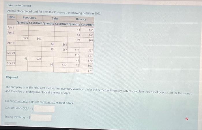  Take me to the text An inventory record card for item