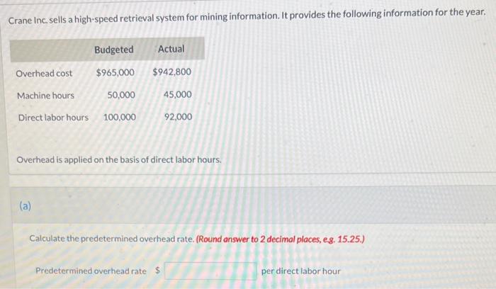  Crane Inc. sells a high-speed retrieval system for mining information. It
