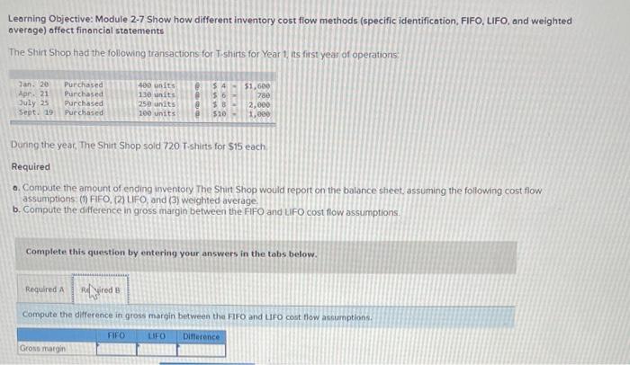 2-7 Show how different inventory cost flow methods (specific identification, FIFO, LIFO,