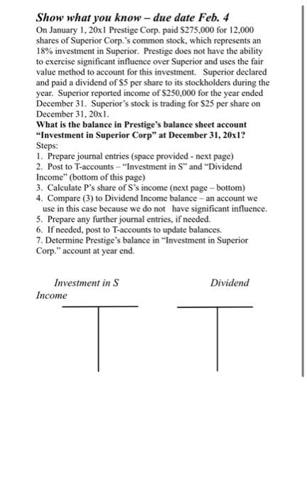  Calculations needed: Calculations needed: Show what you know - due date