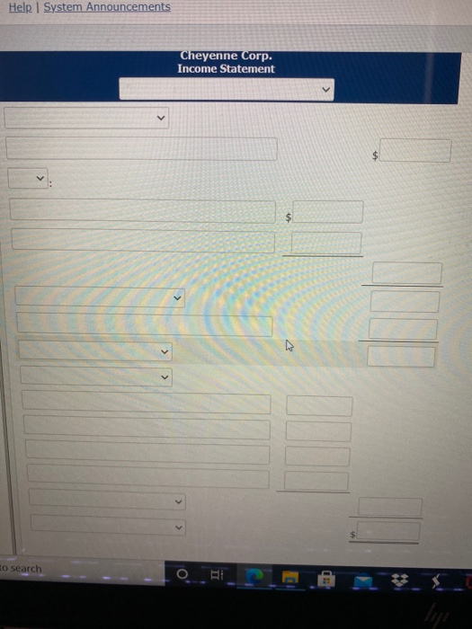Cheyenne Corp. for the month of March 2020. Cost of goods sold