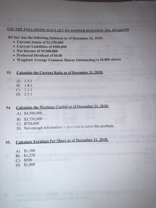  USE THE FOLLOWING DATA SET TO ANSWER QUESTION 53 #54 and