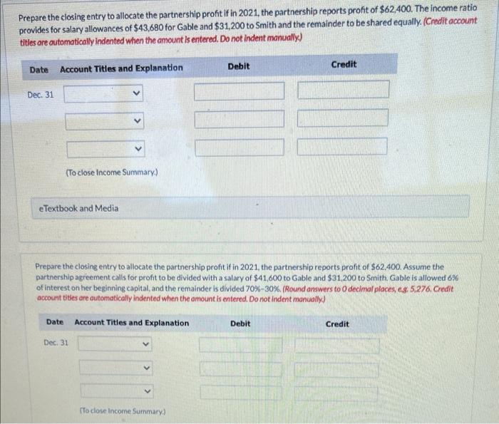 in advance. On January 1, 2021, the capital balances in Ivanhoe Partnership