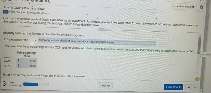  i need help with thr dividend yield please! Question Help Data