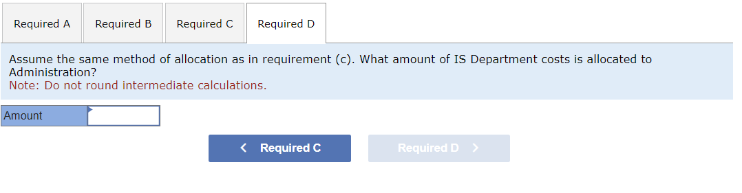 then IS), what amount of Administration Department costs is allocated to the